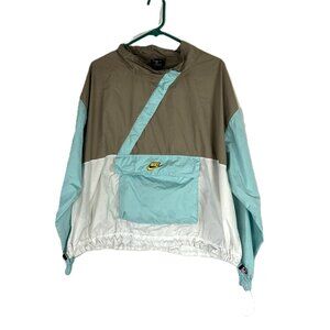 Nike Pullover Windbreaker Khaki Aqua Vented 2XL (spots)